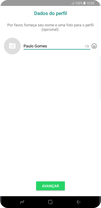 Digite o nome do usuário, e pressione AVANÇAR. Digite o nome do usuário, e pressione AVANÇAR.