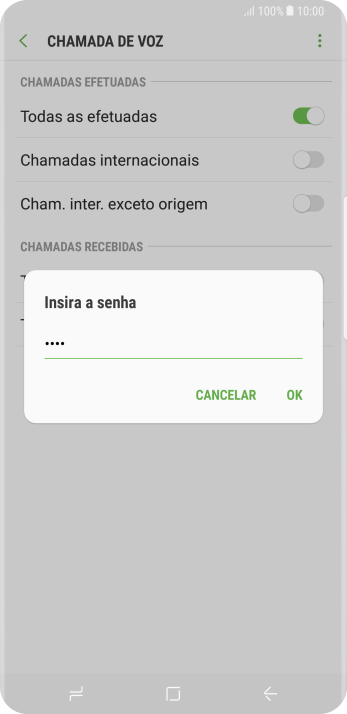 Digite sua senha de bloqueio, e pressione OK. Digite sua senha de bloqueio, e pressione OK.
