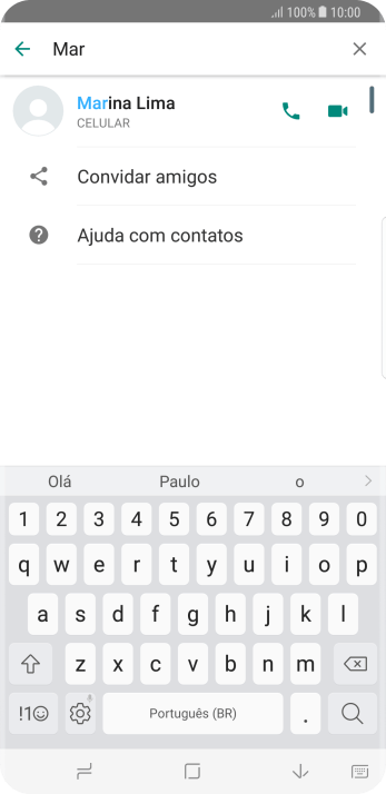 Pressione o ícone de chamada de voz para realizar uma chamada de voz para o contato. Pressione o ícone de chamada de voz para realizar uma chamada de voz para o contato.