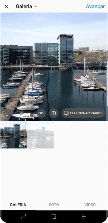 Pressione GALERIA, e navegue até a foto ou vídeo desejado. Pressione GALERIA, e navegue até a foto ou vídeo desejado.