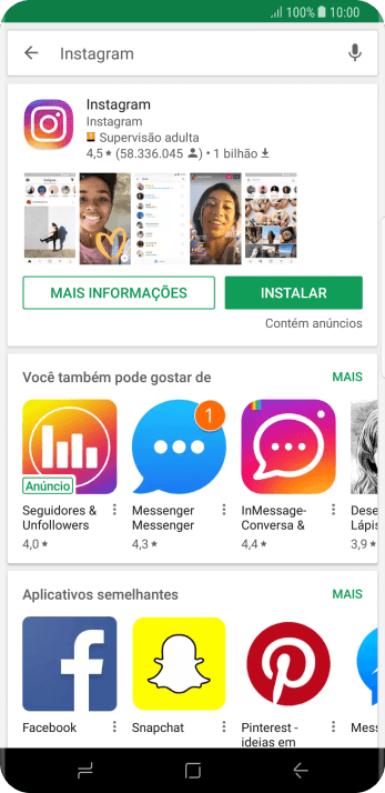 Pressione Instagram. Pressione Instagram.