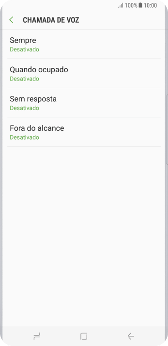 Pressione o tipo de encaminhamento desejado. Pressione o tipo de encaminhamento desejado.