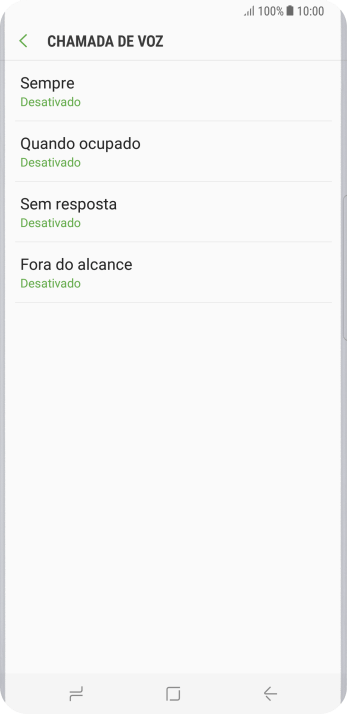 Pressione o tipo de encaminhamento desejado. Pressione o tipo de encaminhamento desejado.