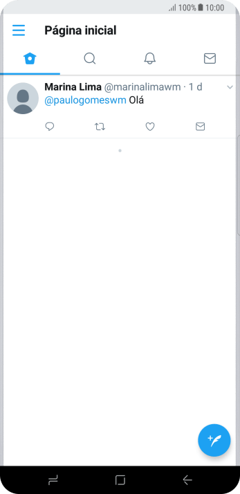 Pressione o ícone de novo tweet. Pressione o ícone de novo tweet.