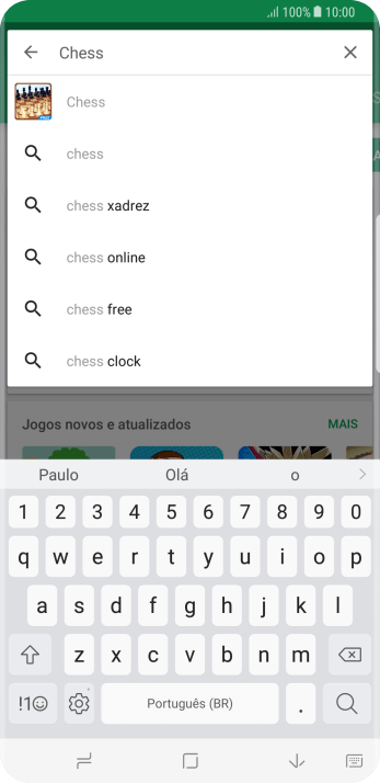 Insira o nome ou assunto do app desejado, e pressione o ícone de busca. Insira o nome ou assunto do app desejado, e pressione o ícone de busca.