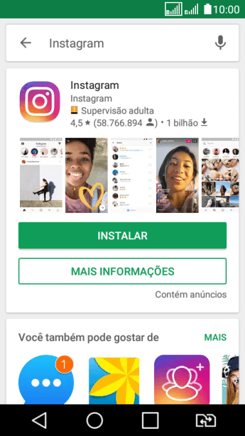 Pressione Instagram. Pressione Instagram.
