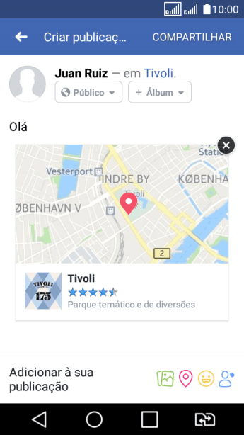 Digite o texto desejado, e pressione COMPARTILHAR. Digite o texto desejado, e pressione COMPARTILHAR.