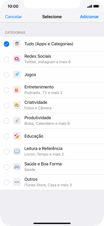 Pressione as categorias desejadas. Pressione as categorias desejadas.