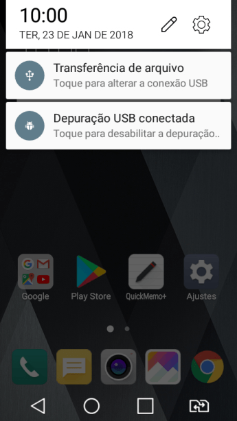 Pressione Toque para alterar a conexão USB . Pressione Toque para alterar a conexão USB .