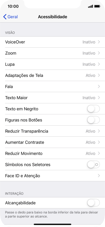Pressione Fala, e siga as indicações da tela para selecionar as configurações desejadas. Pressione Fala, e siga as indicações da tela para selecionar as configurações desejadas.