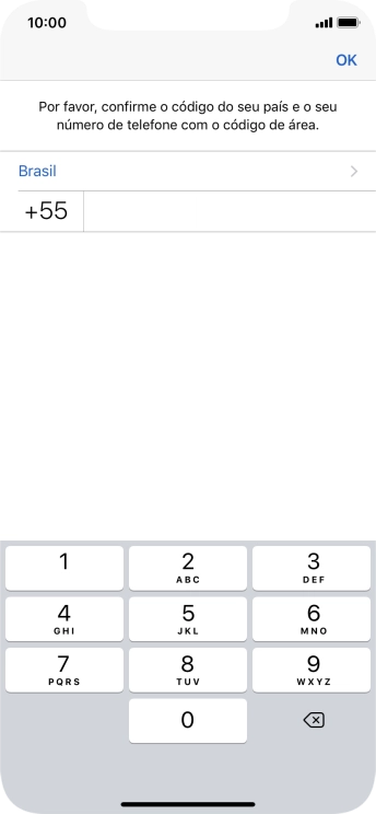 Pressione OK, e siga as instruções da tela para confirmar o número do celular. Pressione OK, e siga as instruções da tela para confirmar o número do celular.
