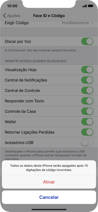 Se você quiser ativar a função, deve pressionar Ativar. Se você quiser ativar a função, deve pressionar Ativar.