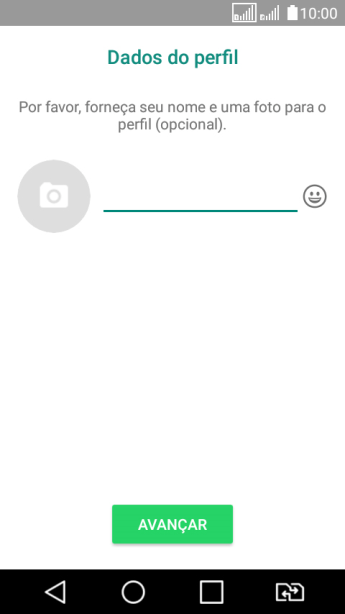 Digite o nome do usuário, e pressione AVANÇAR. Digite o nome do usuário, e pressione AVANÇAR.