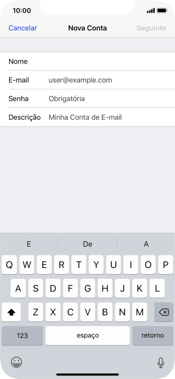 Pressione E-mail, e digite o endereço de e-mail. Pressione E-mail, e digite o endereço de e-mail.