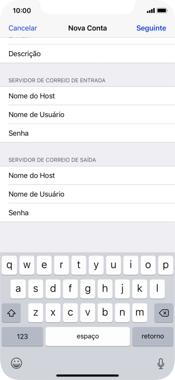 Pressione Senha e digite a senha da sua conta e-mail. Pressione Senha e digite a senha da sua conta e-mail.