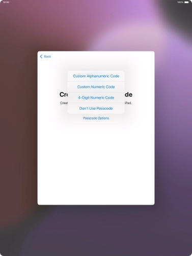 Follow the instructions on the screen to turn on use of lock code or press Don't Use Passcode. Follow the instructions on the screen to turn on use of lock code or press Don't Use Passcode.