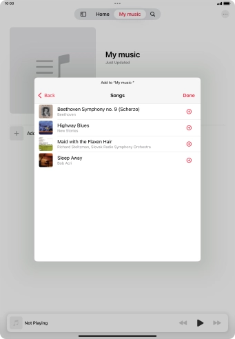Go to the required category and press the add icon next to the required audio file. Go to the required category and press the add icon next to the required audio file.