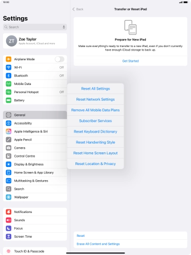 Press Reset All Settings. Press Reset All Settings.