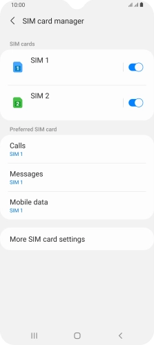Press the indicator next to the required SIM. Press the indicator next to the required SIM.