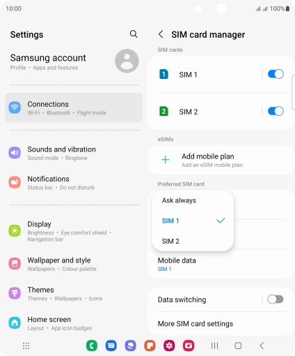 Press the required setting. Press the required setting.