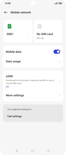 Press the name of the SIM. Press the name of the SIM.