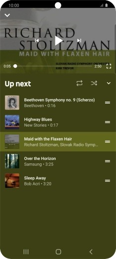 Press the repeat icon to turn the function on or off. Press the repeat icon to turn the function on or off.