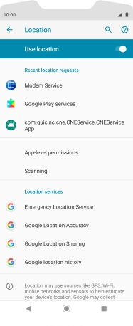 Press Google Location Accuracy. Press Google Location Accuracy.