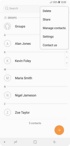 Press Manage contacts. Press Manage contacts.