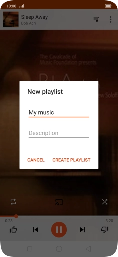 Key in a name for the playlist and press CREATE PLAYLIST. Key in a name for the playlist and press CREATE PLAYLIST.