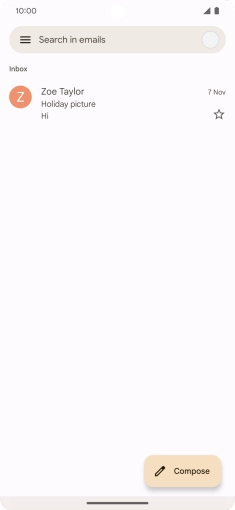 Press the email account icon. Press the email account icon.