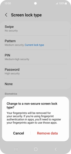 Press Remove data. Press Remove data.