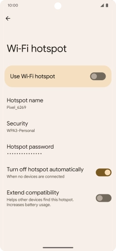 Press Hotspot password and key in the required password. Press Hotspot password and key in the required password.