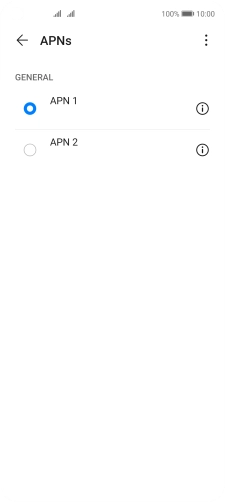 Press the field next to the required data connection to activate it. Press the field next to the required data connection to activate it.