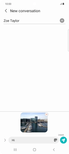 Press the send icon when you've finished your MMS. Press the send icon when you've finished your MMS.