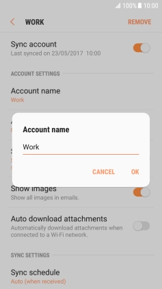 Key in the required name for the email account and press OK.