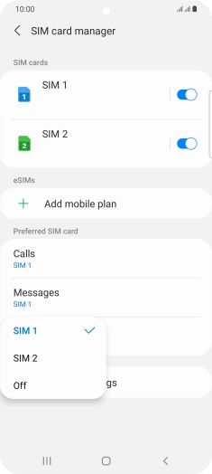 Press the required setting. Press the required setting.