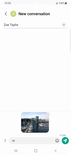 Press the send icon when you've finished your MMS. Press the send icon when you've finished your MMS.