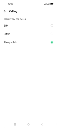 Press the required setting. Press the required setting.