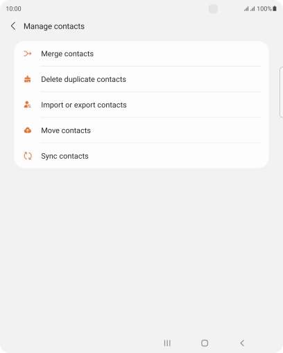 Press Import or export contacts. Press Import or export contacts.