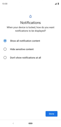 Press the required setting. Press the required setting.