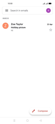 Press the email account icon. Press the email account icon.