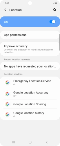 Press Google Location Accuracy. Press Google Location Accuracy.