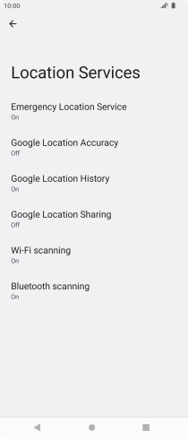 Press Google Location Accuracy. Press Google Location Accuracy.