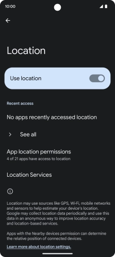 Press App location permissions. Press App location permissions.