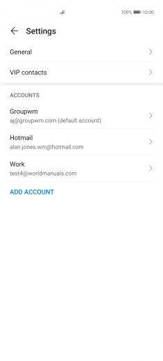 Press the required email account. Press the required email account.