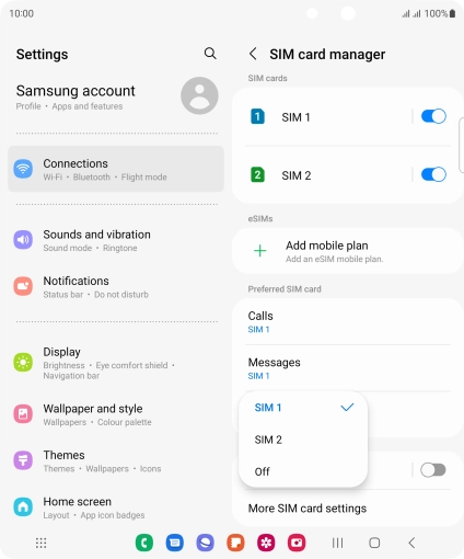 Press the required setting. Press the required setting.