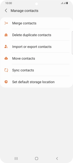 Press Import or export contacts. Press Import or export contacts.