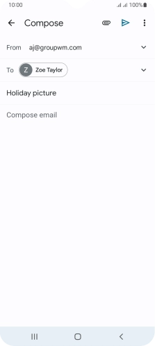 Press the text input field and write the text for your email. Press the text input field and write the text for your email.