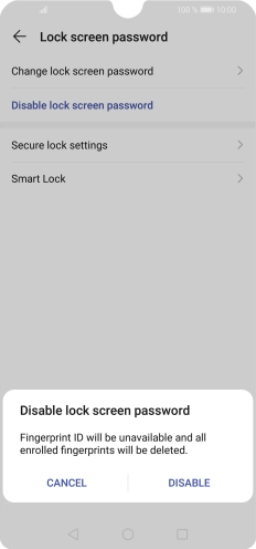 Key in the current phone lock code and press DISABLE. Key in the current phone lock code and press DISABLE.