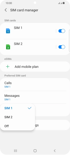 Press the required setting. Press the required setting.